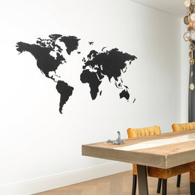 Wereldkaart zwart HDF